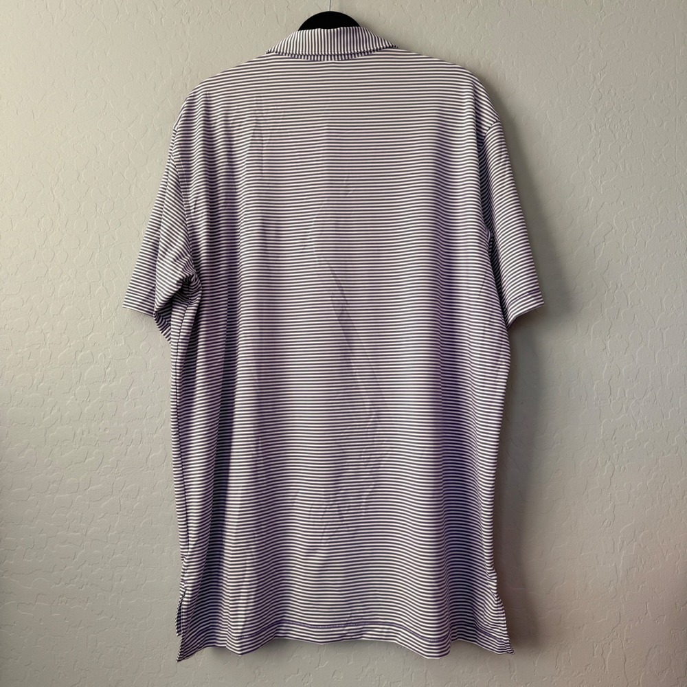 Peter Millar Summer Comfort Polo Shirt Purple Striped Golf Mens XL - Picture 2 of 7